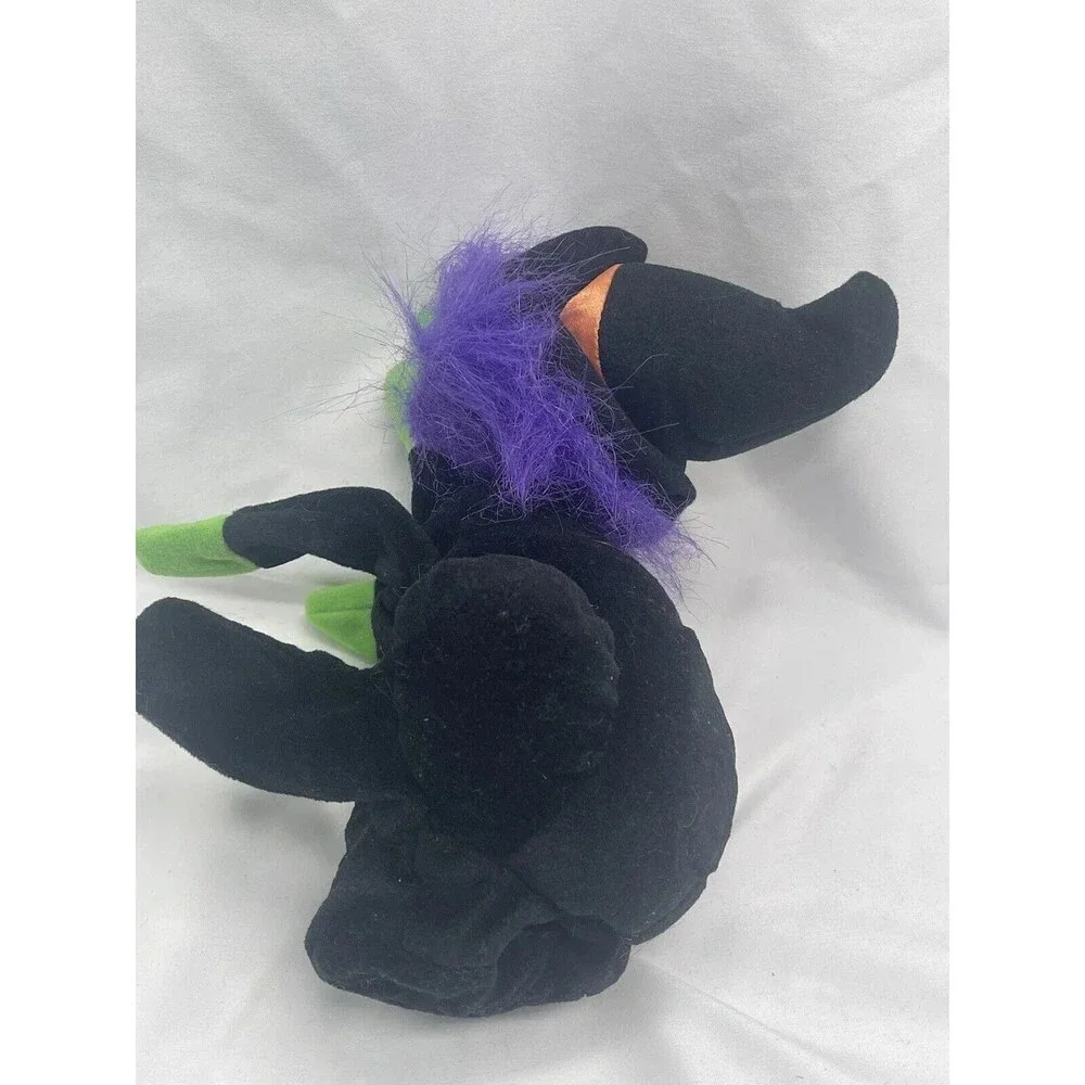 Vintage Halloween Hand Puppet Witch Plush Stuffed Animal Toy 8” RARE